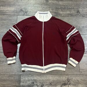 Vintage 80s Christian Dior Monsieur Track Jacket Burgundy White Stripe Large